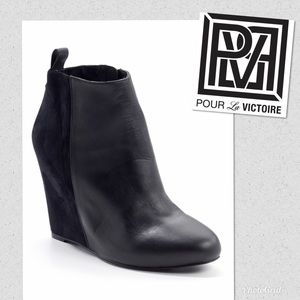 Pour La Victoire leather and wedge ankle boots